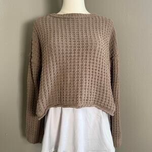 Pink Rose Cream Knit Fall Cardigan